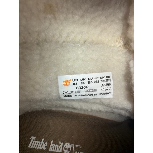 Timberland Roll Top Boots Womens 8.5 Light Brown Nubuck Warm Lined Fleece WP - Picture 10 of 10